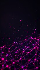 Fototapeta premium abstract polygonal space, low poly connection structure, dark background, connecting dots and lines, 3d rendering, subject , copy space , bold magenta, midday sun.