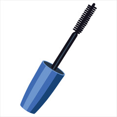Mascara vector isolated on white, lash defining brush. Ideal for makeup brands, salon ads, and beauty tutorials.