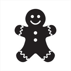 Gingerbread Man Silhouette Vector Icon – Christmas Cookie Holiday Symbol