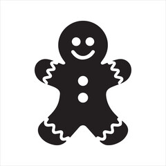 Gingerbread Man Silhouette Vector Icon – Christmas Cookie Holiday Symbol