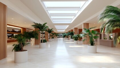 Obraz premium Bright interior with potted plants modern architectural space design