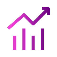 Ecommerce interface icon. Analytics bar chart icon, simple gradient line design, representing data analysis, statistics, or financial growth, suitable for reports, dashboards, or marketing.