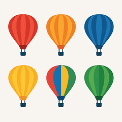 Obraz premium Vector Set Air Balloon: A collection of six distinct air balloon, showcasing variations in shape and design, ideal for branding, travel, and adventure themes. 