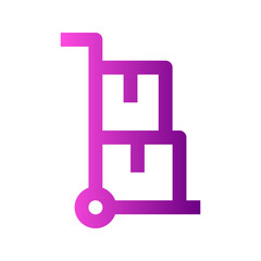 Ecommerce interface icon. Shopping cart with groceries icon, simple gradient line design, representing food shopping, supermarkets, or daily essentials, suitable for grocery delivery, retail, or food 