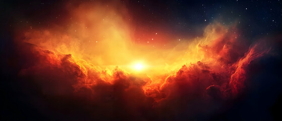 Fiery Nebula In The Night Sky