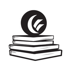 Vector illustration of a stack of books designed as a clean and simple logo concept for libraries, bookstores, or educational institutions. Ideal for branding, educational materials