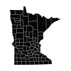Fototapeta premium Minnesota Black Administrative Map Vector