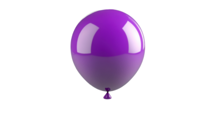 Purple balloon 3D render icon shiny festive party decoration isolated on white background
