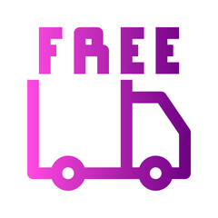 Ecommerce interface icon. Free shipping icon, simple gradient line design, representing complimentary delivery, cost savings, or special offers, suitable for e-commerce promotions or retail.