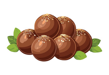Chocolate Truffles with Gold Sprinkles - Vector Illustration