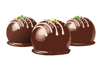 Decadent Chocolate Truffles with White Drizzle - Vector Illustration
