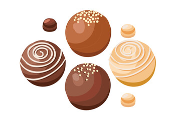 Delicious Light Chocolate Truffles Set - Vector Illustration