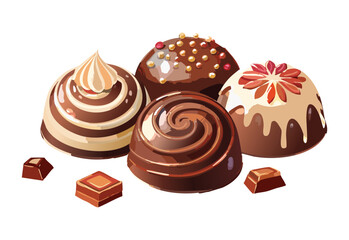Gourmet Chocolate Truffles Assortment - Vector Illustration