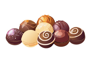 Elegant Chocolates and Macarons Display - Vector Illustration