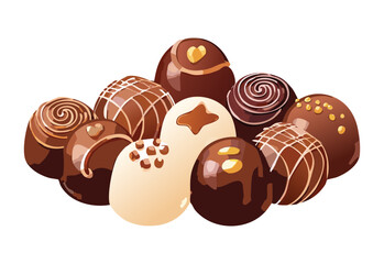Mixed Light and Dark Chocolate Truffles - Vector Illustration