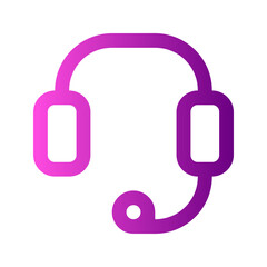 Ecommerce interface icon. Headset support icon, simple gradient line design, representing customer service, technical support, or online assistance, suitable for helpdesks, call centers, or FAQs.