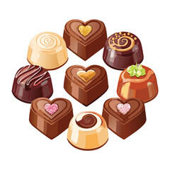 Assorted Heart Shaped Chocolates - Vector Illustration