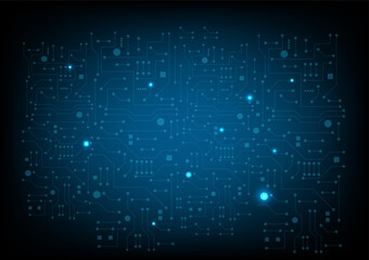 blue circuit electronic or electrical line with circle engineering technology concept vector background