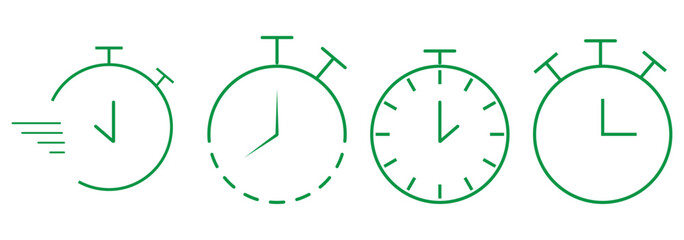 Clock or Timer icon set in variety colorful Design. Clock icon set. Time icon vector. watch icon symbol. Vector illustration.