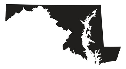 Obraz premium Maryland Map Black On White Background Vector