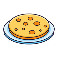 A round, soft naan bread with charred spots, placed on a plate. 