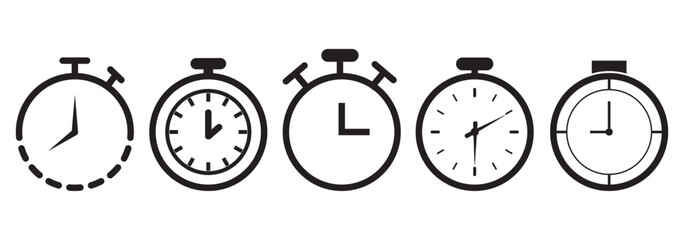 Fototapeta premium Clock icon set. Time icon vector. watch icon symbol. Time icon vector. watch icon symbol. Flat alarm clock icons set in vector illustration. Variety clocks design.