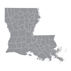 Obraz premium Louisiana Grey Administrative Map On White Background Vector
