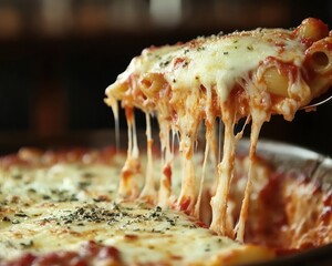 A cheesy, saucy, and delicious dish of baked pasta with melted mozzarella.