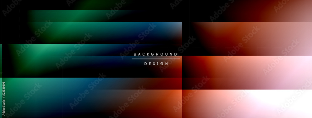 Fototapete Abstract gradients overlap creating dynamic visual effect. Dark background emphasizes colorful layers, modern design element.