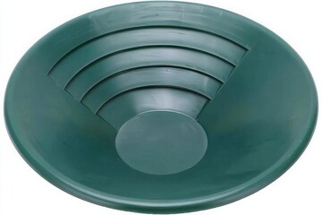 Dark Green Plastic Gold Pan for Prospecting and Gold Mining: Close-up Studio Shot of a Durable, High-Quality Pan Ideal for Recreational or Professional Use