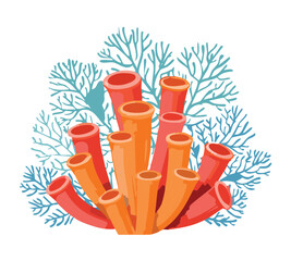 Orange Coral Tubes and Blue Branches