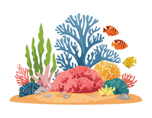 Colorful Fish Around Coral Reef © color