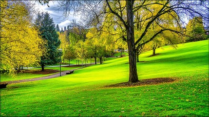 Fototapeta premium Vibrant autumn in the city park