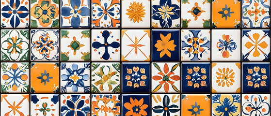 Colorful Decorative Tile Pattern With Floral Designs