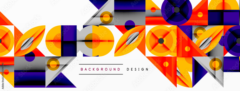 Aufkleber Abstract geometric pattern. Vivid colors, shapes overlap creating dynamic visual effect. Modern design element for backgrounds.