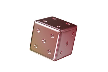 3d a falling colorful dice isolated on white transparent background. 3d render illustration.