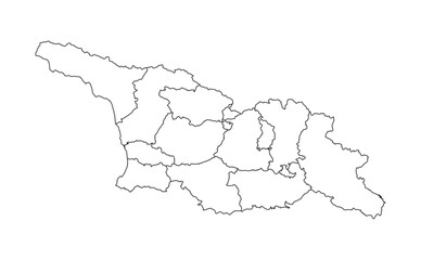 Georgia Map Outline Administrative White Isolated Background