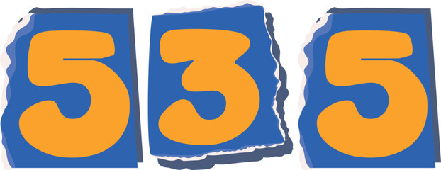 535 Retro torn paper number Design art