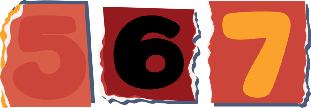 567 Retro torn paper number Design art