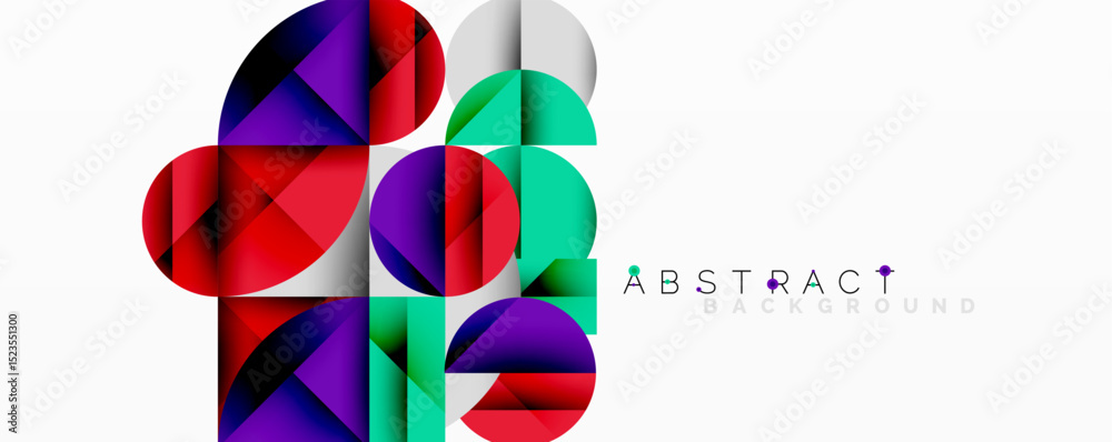 Leinwandbilder Geometric shapes overlap, creating vibrant colorful design. Modern abstract background with gradient effects. Clean, simple composition.