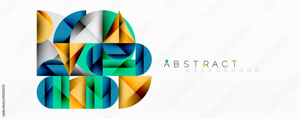 Poster geometric shapes overlap, creating vibrant colorful design. modern aesthetic, suitable for backgroun
