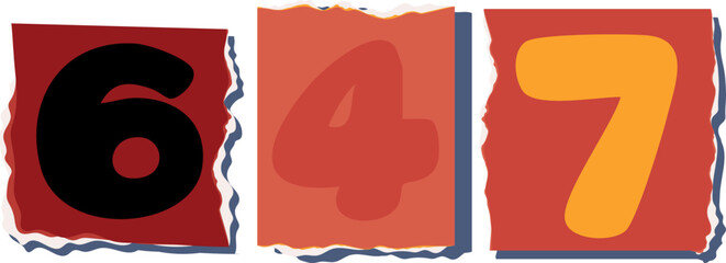 647 Retro torn paper number Design art
