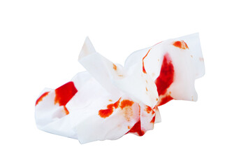 blood stains tissue isolated on white background