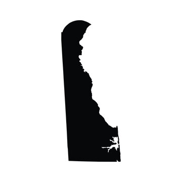 Delaware Map Black Administrative White Isolated Background