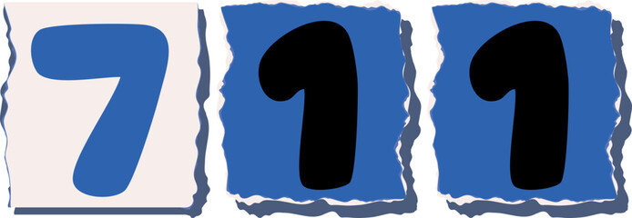 711 Retro torn paper number Design art