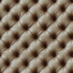 Fototapeta premium Seamless pattern of high-quality, elegant light brown leather upholstery with classic diamond tufting and coordinating buttons. Ideal for luxurious backgrounds.