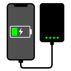 モバイルバッテリーで充電中のスマートフォン © pawz