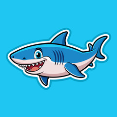 Naklejka premium shark cartoon isolated on white