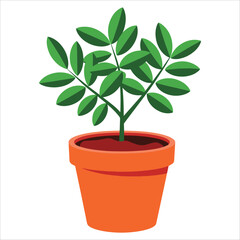 Small plant in pot vector illustration. Great for botany, indoor gardening, and green lifestyle themes.