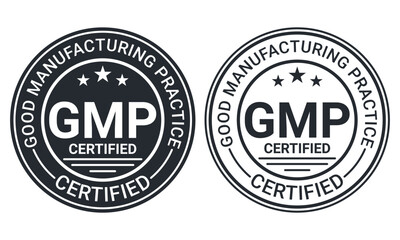 GMP certified, good manufacturing practice' vector icon set template